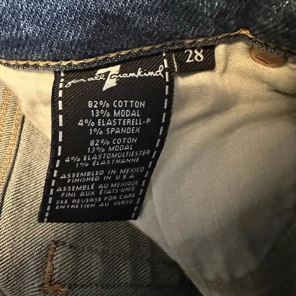 7 For All Mankind High Waist Ankle Skinny Blue Jean Size 28 Luxe Vintage Denim - Picture 2 of 7